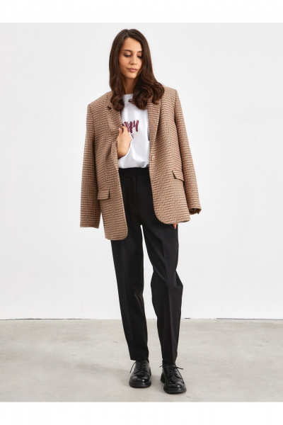 Брюки прямого кроя из костюмной ткани черного цвета ATTIKA A3043 - фото 1