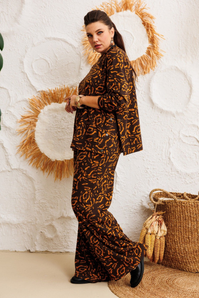 Демисезонный костюм из вискозы и трикотажа, брюки палаццо и свитшот Anelli 1494 жираф - фото 8