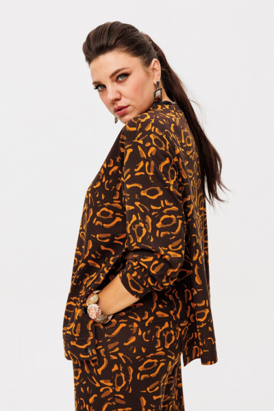 Демисезонный костюм из вискозы и трикотажа, брюки палаццо и свитшот Anelli 1494 жираф - фото 3