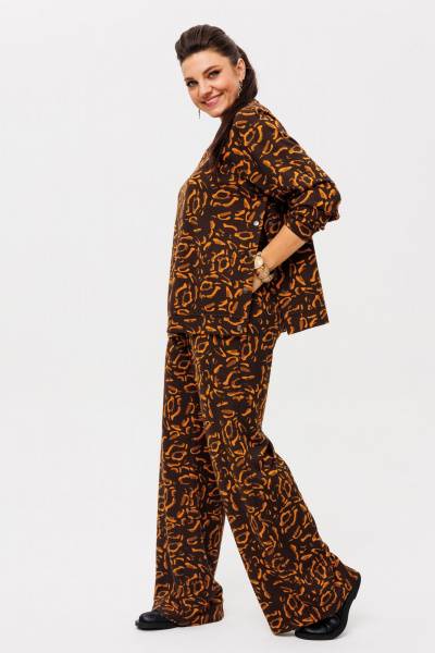 Демисезонный костюм из вискозы и трикотажа, брюки палаццо и свитшот Anelli 1494 жираф - фото 2