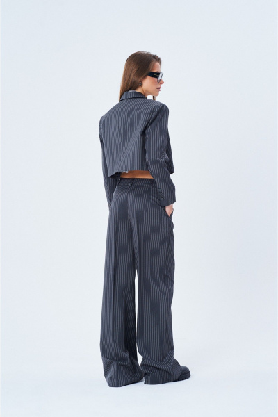 Укороченный свободный жакет из текстиля с накладками SHAM SHAM 1002 графит - фото 4