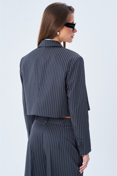 Укороченный свободный жакет из текстиля с накладками SHAM SHAM 1002 графит - фото 3