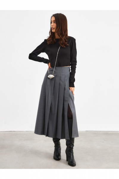 Миди-юбка из костюмной ткани с разрезом и высокой талией ATTIKA A3049 - фото 3