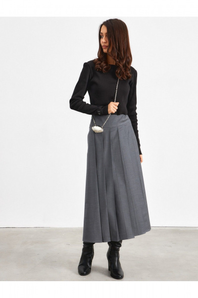 Миди-юбка из костюмной ткани с разрезом и высокой талией ATTIKA A3049 - фото 2