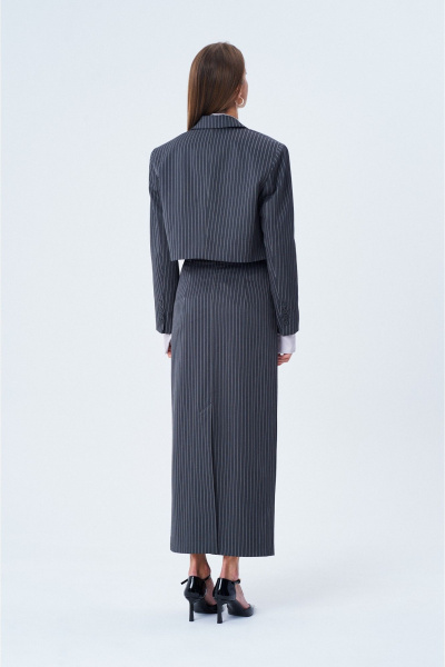 Макси-юбка из текстиля с полоской и шарфом-ассиметрией SHAM SHAM 1004 графит - фото 4