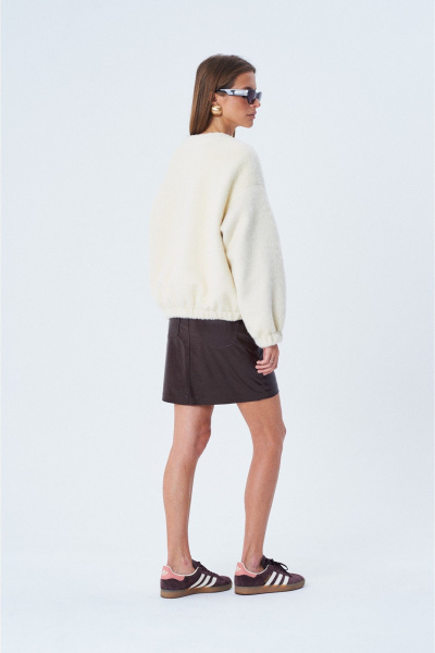 Мини-юбка из экокожи в шоколадном оттенке с блестящей фактурой SHAM SHAM 1005 шоколад - фото 3