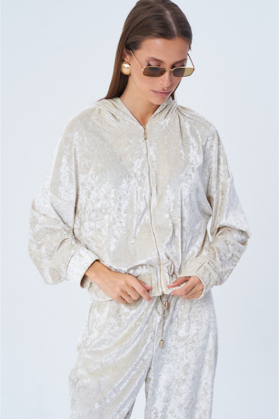 Длинные спортивные брюки из трикотажа с резинкой по талии SHAM SHAM 1011 молочный - фото 2