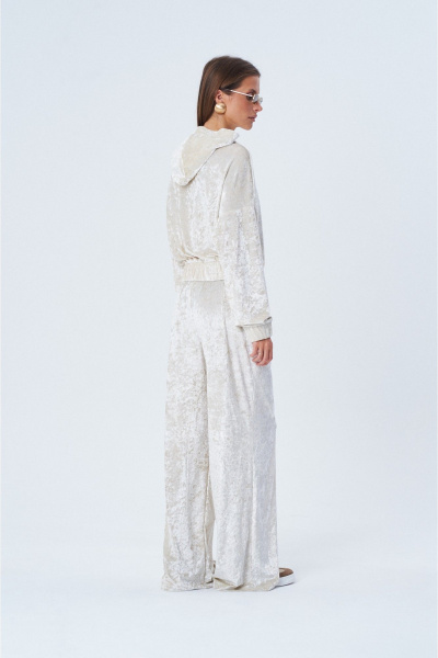 Демисезонная олимпийка из переливающегося трикотажа с капюшоном SHAM SHAM 1012 молочный - фото 4