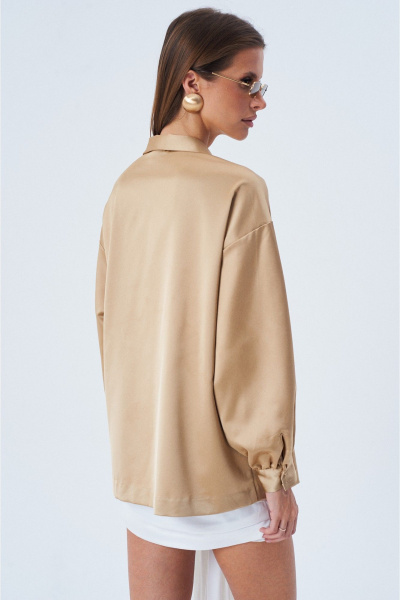 Блуза oversize с открытым воротником, демисезон, на каждый день SHAM SHAM 1016 золотой - фото 3