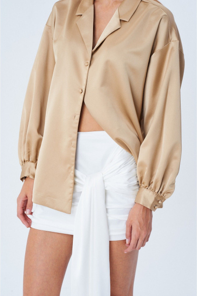 Блуза oversize с открытым воротником, демисезон, на каждый день SHAM SHAM 1016 золотой - фото 2