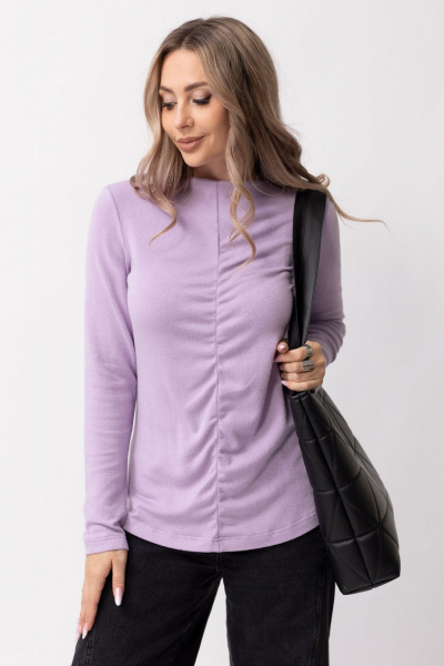 Демисезонный джемпер с вырезом-лодочка из вискозы и трикотажа Golden Valley 2341 сиреневый - фото 1