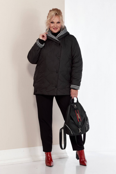 Куртка утепленная из водоотталкивающей ткани с капюшоном и оригинальной отделкой Shetti 2155 черный - фото 6