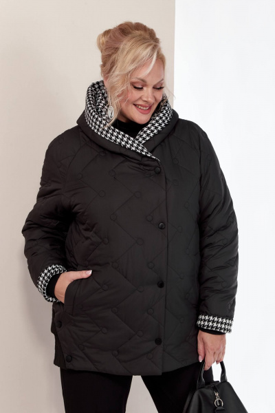 Куртка утепленная из водоотталкивающей ткани с капюшоном и оригинальной отделкой Shetti 2155 черный - фото 5