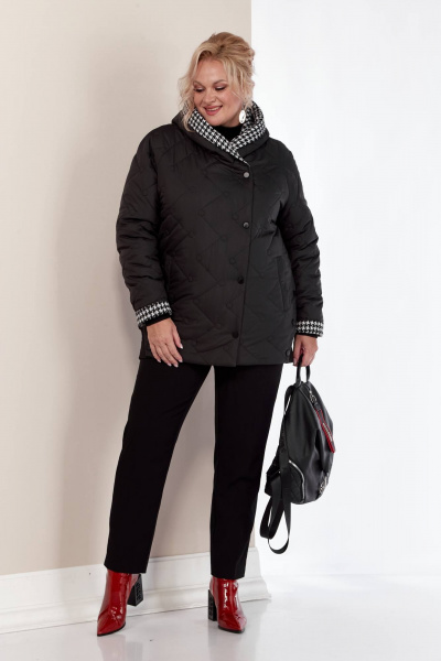 Куртка утепленная из водоотталкивающей ткани с капюшоном и оригинальной отделкой Shetti 2155 черный - фото 2