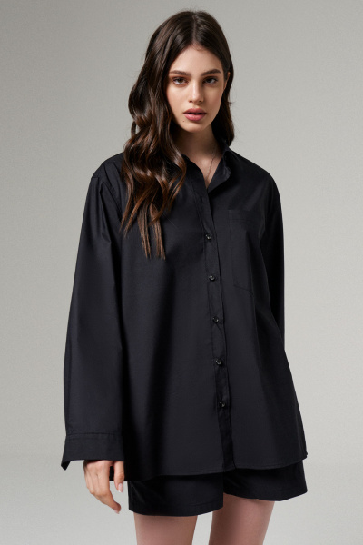 Блуза и шорты из хлопковой ткани для лета Панда 170920w черный - фото 1