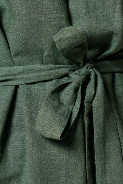 Платье из льняной ткани с дизайнерским элементом Панда 174180w изумрудный - фото 4