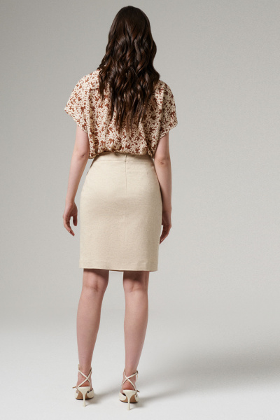 Бежевая юбка из вискозы с вытачками для повседневности Панда 181350w бежевый - фото 4