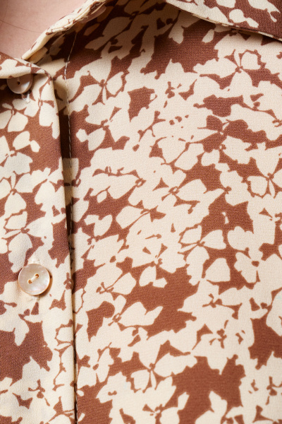 Блуза прямого силуэта из струящейся ткани с воротником-стойкой Панда 182340w бежевый - фото 3