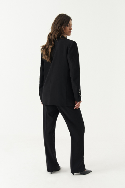 Жакет прямого кроя из смесовой ткани с классической длиной Панда 187230w черный - фото 4