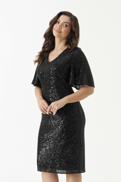 Платье из пайеток и трикотажа для торжественных случаев Панда 200180w черный - фото 2