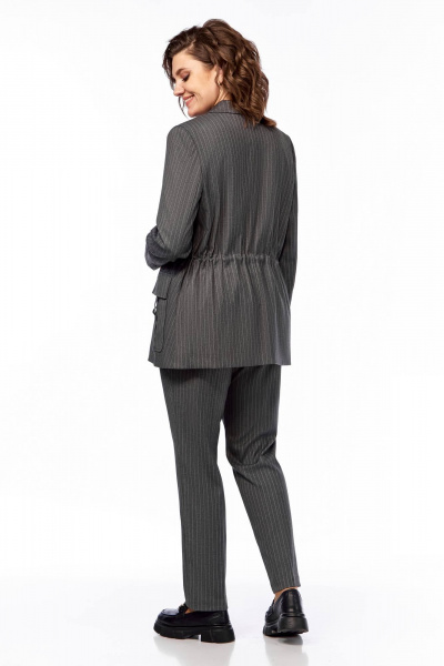 Деловой костюм брюки и жакет из мягкой костюмной ткани Temper 152 серый-полоска - фото 6