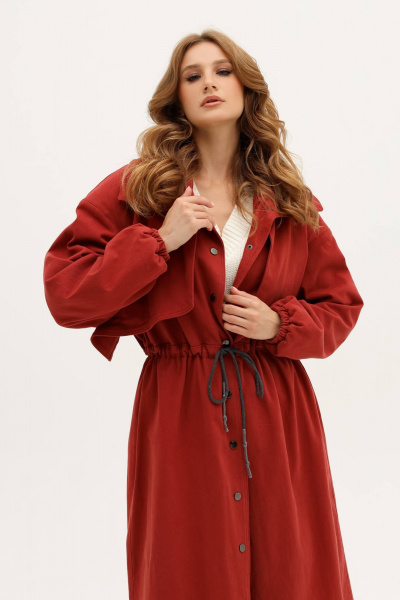 Демисезонный тренч из джинса с воротником и карманами MASHA SKORINA MS-TJ-4-003 - фото 7