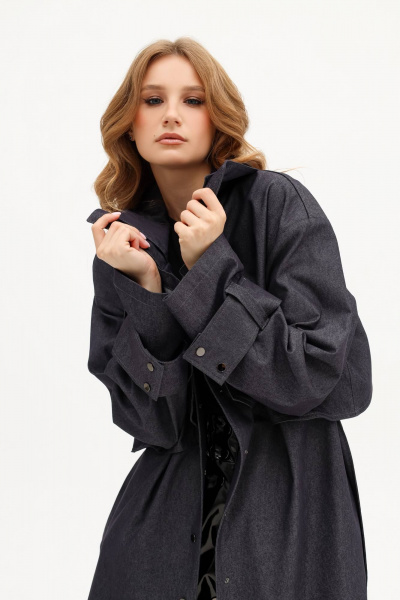 Пальто-тренч из текстиля с двойным воротником и поясом MASHA SKORINA MS-DR-7-001 - фото 5