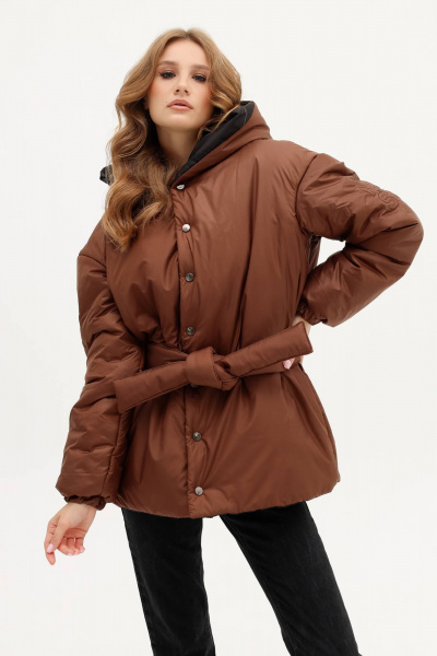 Двухсторонняя демисезонная куртка с капюшоном и карманами MASHA SKORINA МS-2-103 - фото 8