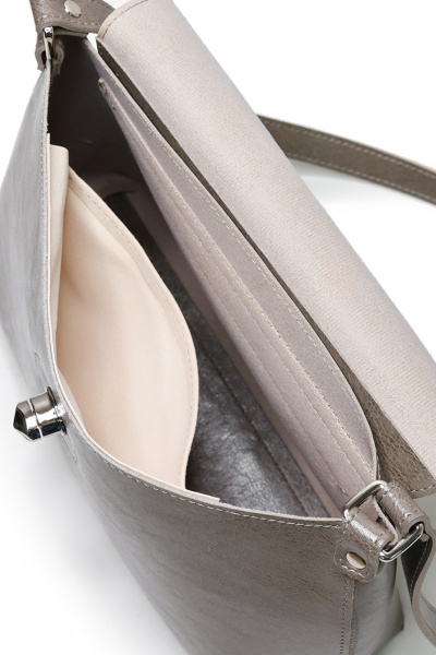 Эко-кожа бежевый саквояж на клапане с регулируемым ремнем Galanteya 11623.23с847к45 серо-бежевый - фото 5