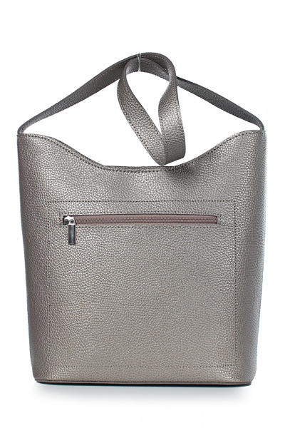 Сумка из экокожи на одно отделение с длинной ручкой и карманом Galanteya 123.23с720к45 платина - фото 3