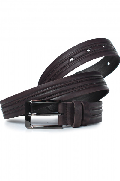 Кожаный ремень в обрезку с тиснением и пряжкой, длина 1250мм Galanteya 33523.23с1207к45 2р коричневый - фото 3