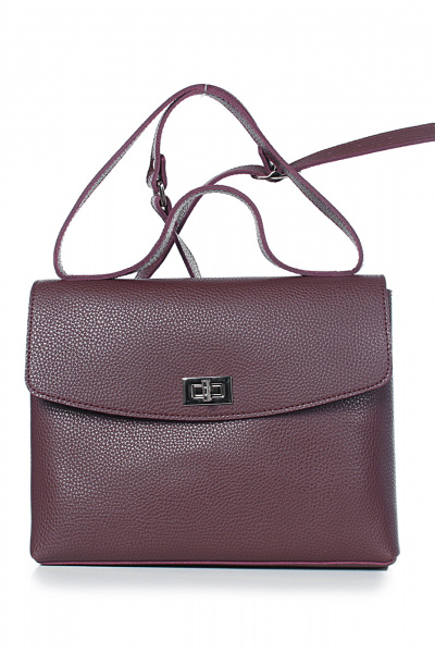 Кожаная сумка на два отделения с клапаном и никелевой фурнитурой Galanteya 34623.24с76к45 бордо - фото 2