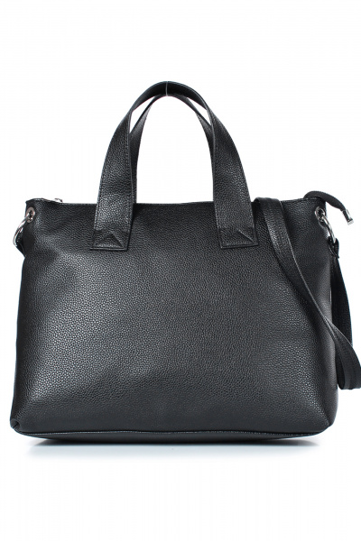 Кожаная сумка черного цвета с карманом и ремнем Galanteya 36723.23с929к45 черный - фото 2