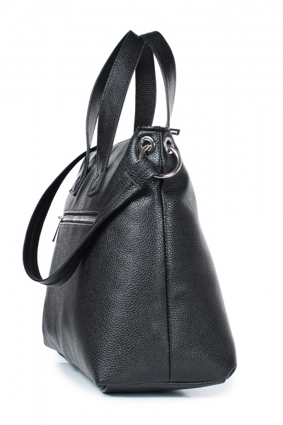 Кожаная сумка черного цвета с карманом и ремнем Galanteya 36723.23с929к45 черный - фото 4