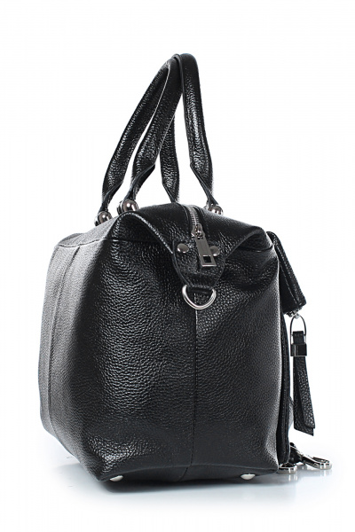 Кожаная сумка с объемным карманом и ремнем на каждый день Galanteya 37723.23с1383к45 черный - фото 4