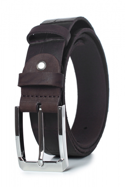 Классический кожаный ремень с пряжкой и шлевками Galanteya 38222.22с2745к45 2р коричневый - фото 2