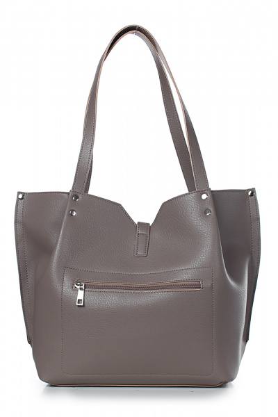 Бежевая кожаная сумка с клапаном и карманом Galanteya 39223.24с81к45 бежевый_т. - фото 3