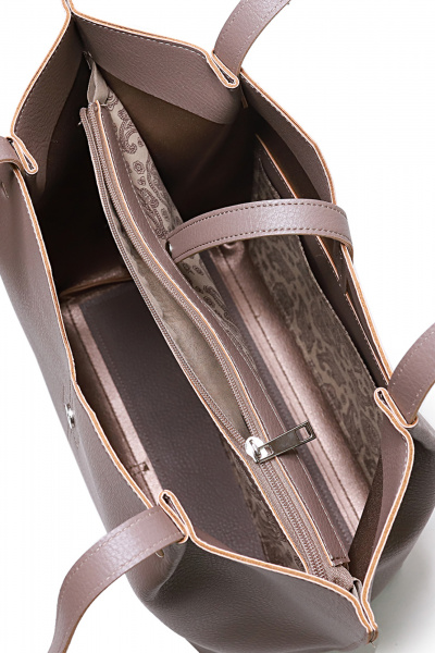 Бежевая кожаная сумка с клапаном и карманом Galanteya 39223.24с81к45 бежевый_т. - фото 5