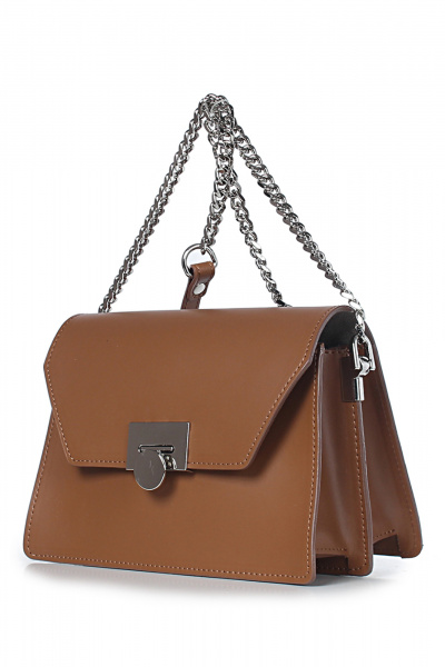 Кожаная сумка с цепочной ручкой и двумя отделениями Galanteya 40023.23с1388к45 рыжий/коричн - фото 1