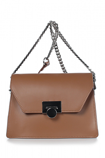 Кожаная сумка с цепочной ручкой и двумя отделениями Galanteya 40023.23с1388к45 рыжий/коричн - фото 2