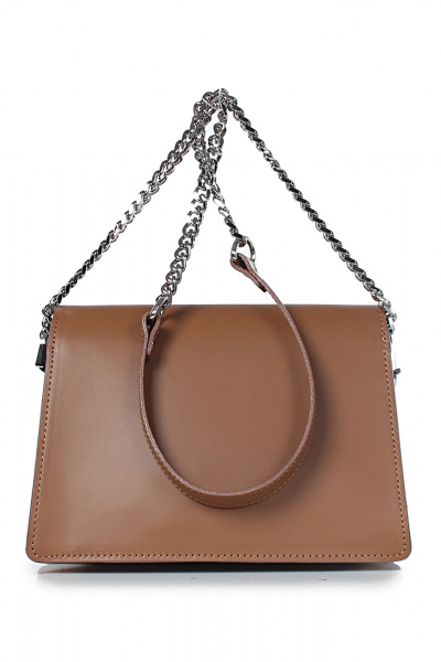 Кожаная сумка с цепочной ручкой и двумя отделениями Galanteya 40023.23с1388к45 рыжий/коричн - фото 3