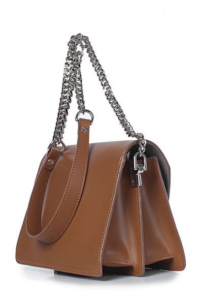 Кожаная сумка с цепочной ручкой и двумя отделениями Galanteya 40023.23с1388к45 рыжий/коричн - фото 4