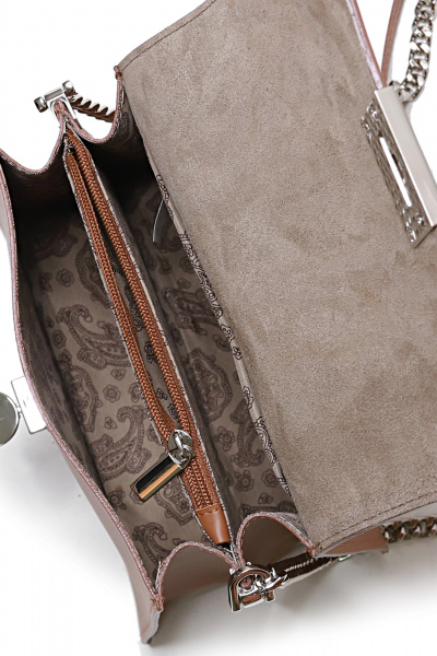 Кожаная сумка с цепочной ручкой и двумя отделениями Galanteya 40023.23с1388к45 рыжий/коричн - фото 5