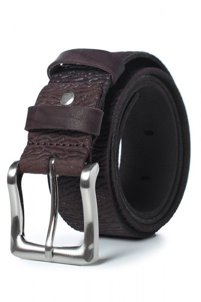Коричневый ремень с декоративным тиснением из натуральной кожи Galanteya 40822.23с761к45 2р коричневый - фото 2