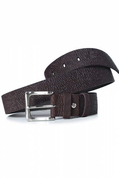 Коричневый ремень с декоративным тиснением из натуральной кожи Galanteya 40822.23с761к45 2р коричневый - фото 3