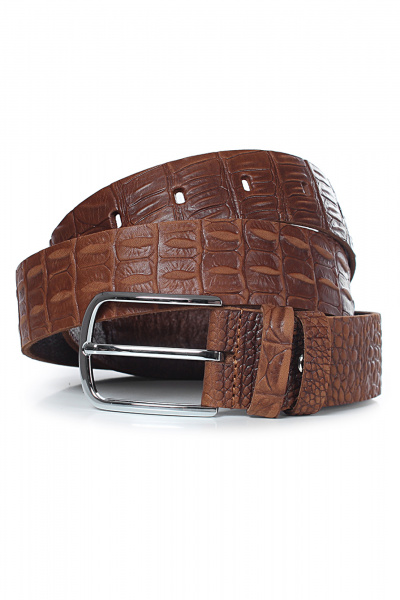 Коричневый ремень из натуральной кожи с тиснением Galanteya 41022.23с283к45 2р рыжий - фото 1