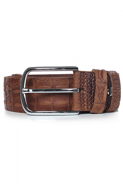 Коричневый ремень из натуральной кожи с тиснением Galanteya 41022.23с283к45 2р рыжий - фото 3