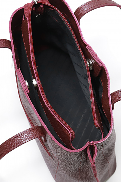 Красная сумка из экокожи на три отделения Galanteya 42023.23с1397к45 бордо - фото 4