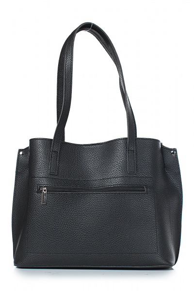 Бежевая и черная сумка из экокожи на три отделения Galanteya 42023.23с1397к45 черный/платин - фото 3