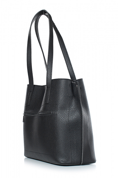 Бежевая и черная сумка из экокожи на три отделения Galanteya 42023.23с1397к45 черный/платин - фото 4